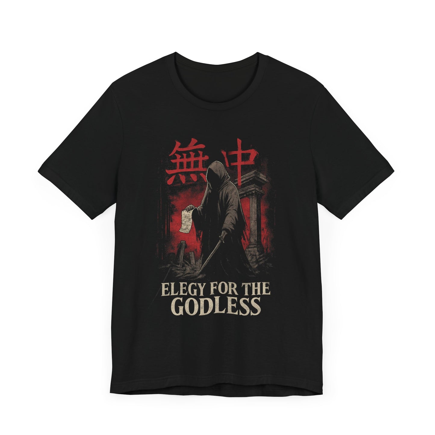 Elegy for the Godless Tee – 無神 (Mushin – godless)